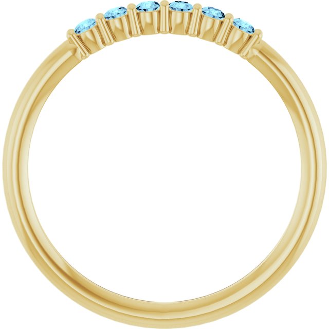 14K Yellow Natural Aquamarine Stackable Ring