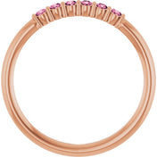 14K Rose Natural Pink Tourmaline Stackable Ring