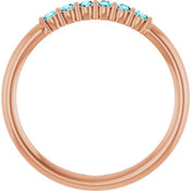 14K Rose Natural Blue Zircon Stackable Ring