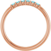 14K Rose Natural Blue Zircon Stackable Ring