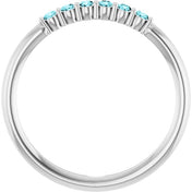 Platinum Natural Blue Zircon Stackable Ring