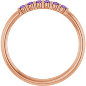 14K Rose Natural Amethyst Stackable Ring