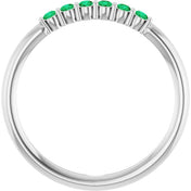 14K White Natural Emerald Stackable Ring