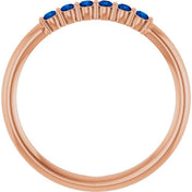 14K Rose Natural Blue Sapphire Stackable Ring