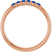 14K Rose Natural Blue Sapphire Stackable Ring