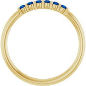 14K Yellow Natural Blue Sapphire Stackable Ring