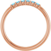 14K Rose Natural Aquamarine Stackable Ring