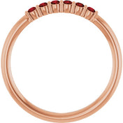 14K Rose Natural Mozambique Garnet Stackable Ring