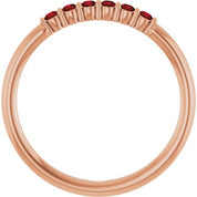 14K Rose Natural Mozambique Garnet Stackable Ring