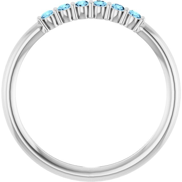 Sterling Silver Natural Aquamarine Stackable Ring