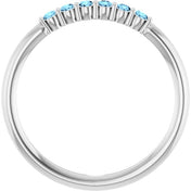 14K White Natural Aquamarine Stackable Ring