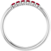 14K White Natural Ruby Stackable Ring