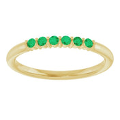 14K Yellow Natural Emerald Stackable Ring