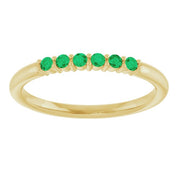 14K Yellow Natural Emerald Stackable Ring