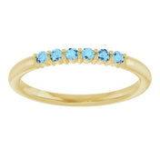 14K Yellow Natural Aquamarine Stackable Ring