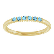 14K Yellow Natural Aquamarine Stackable Ring