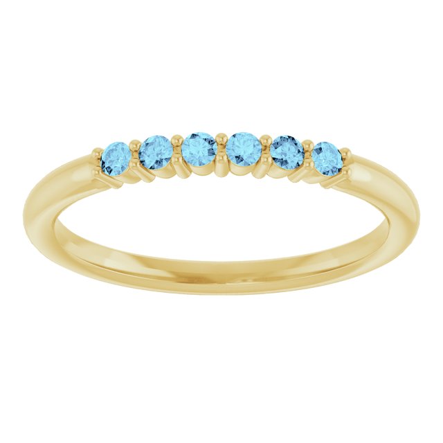 14K Yellow Natural Aquamarine Stackable Ring