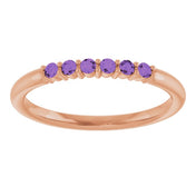 14K Rose Natural Amethyst Stackable Ring