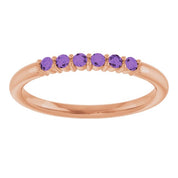 14K Rose Natural Amethyst Stackable Ring