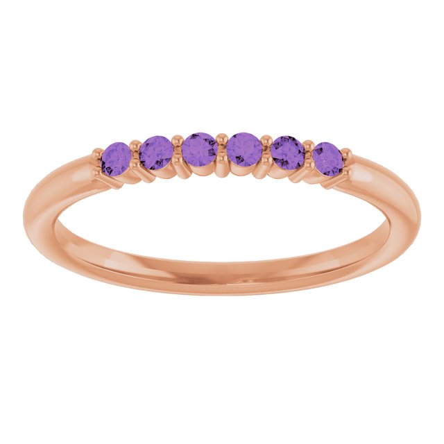 14K Rose Natural Amethyst Stackable Ring