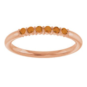 14K Rose Natural Citrine Stackable Ring
