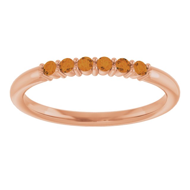 14K Rose Natural Citrine Stackable Ring