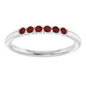 Platinum Natural Mozambique Garnet Stackable Ring