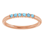 14K Rose Natural Aquamarine Stackable Ring