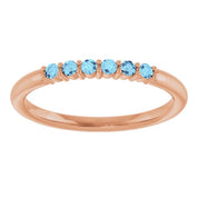 14K Rose Natural Aquamarine Stackable Ring