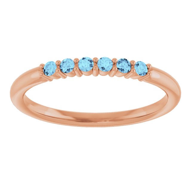 14K Rose Natural Aquamarine Stackable Ring