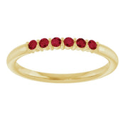 14K Yellow Natural Ruby Stackable Ring
