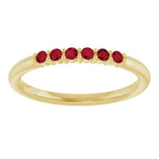 14K Yellow Natural Ruby Stackable Ring
