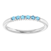 Platinum Natural Aquamarine Stackable Ring