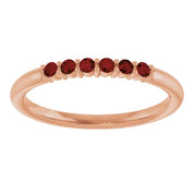 14K Rose Natural Mozambique Garnet Stackable Ring