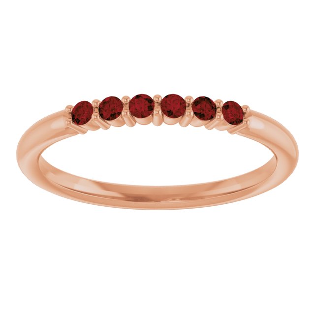 14K Rose Natural Mozambique Garnet Stackable Ring