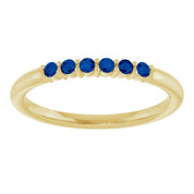 14K Yellow Natural Blue Sapphire Stackable Ring