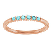 14K Rose Natural Blue Zircon Stackable Ring
