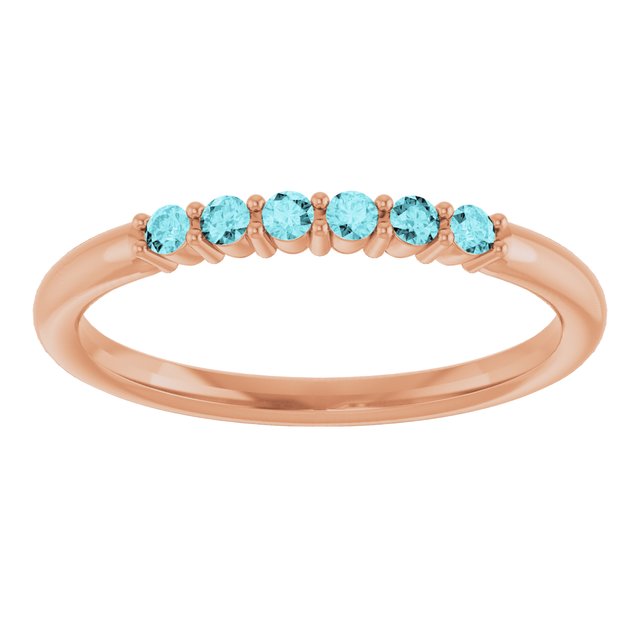 14K Rose Natural Blue Zircon Stackable Ring