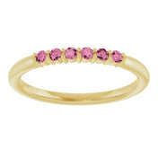 14K Yellow Natural Pink Tourmaline Stackable Ring