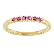 14K Yellow Natural Pink Tourmaline Stackable Ring