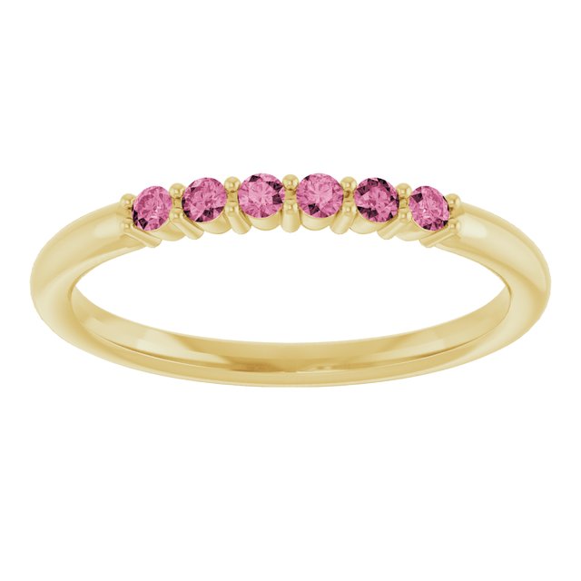 14K Yellow Natural Pink Tourmaline Stackable Ring