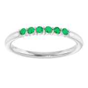 14K White Natural Emerald Stackable Ring