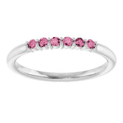 Platinum Natural Pink Tourmaline Stackable Ring