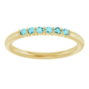 14K Yellow Natural Blue Zircon Stackable Ring