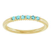 14K Yellow Natural Blue Zircon Stackable Ring
