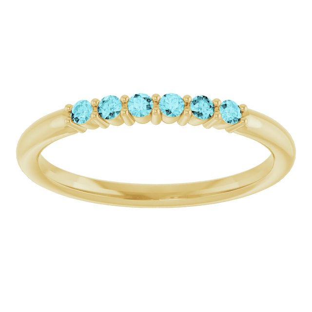 14K Yellow Natural Blue Zircon Stackable Ring
