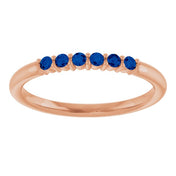 14K Rose Natural Blue Sapphire Stackable Ring