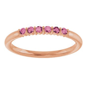 14K Rose Natural Pink Tourmaline Stackable Ring