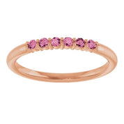14K Rose Natural Pink Tourmaline Stackable Ring