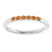 14K White Natural Citrine Stackable Ring